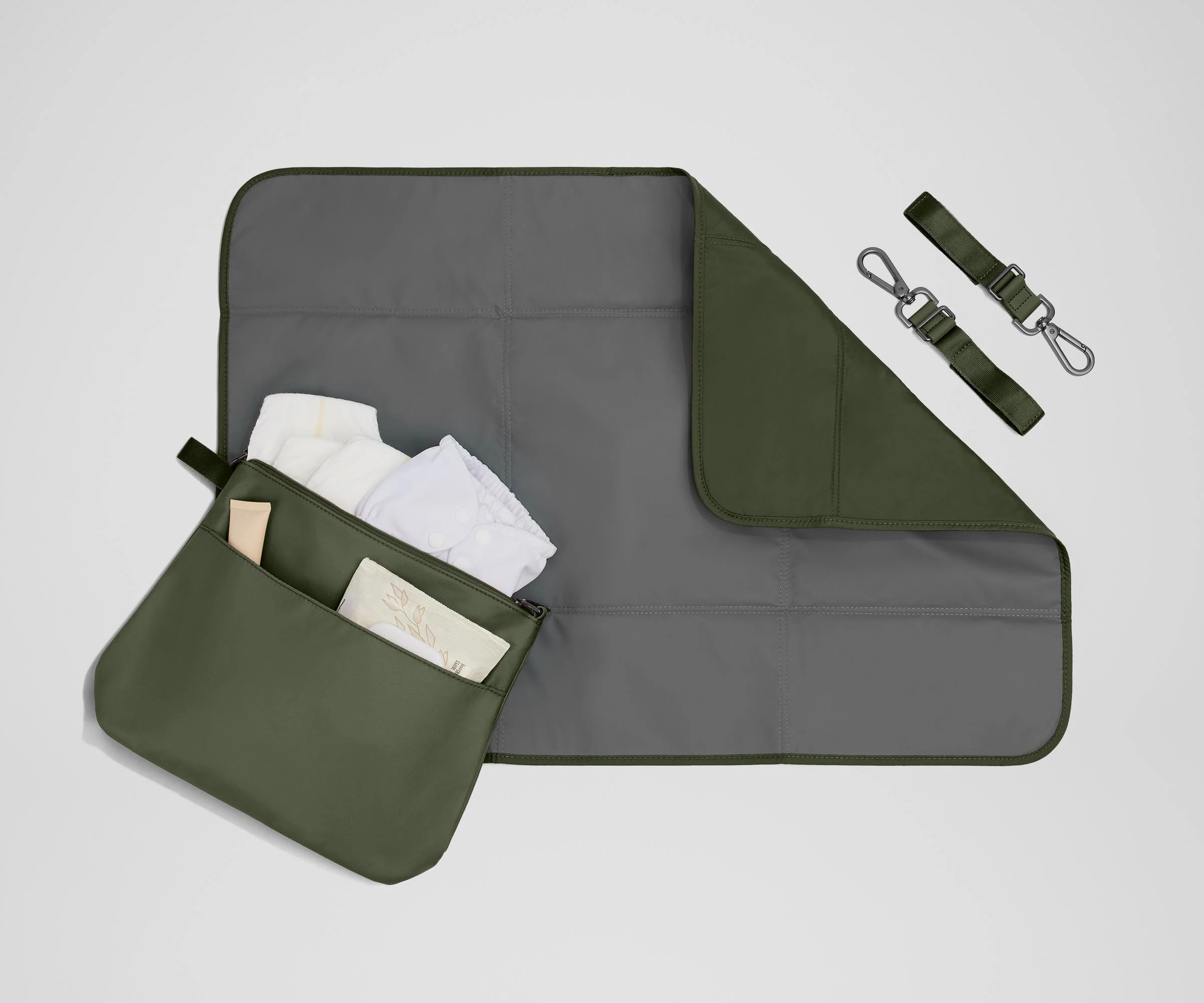 Stroller clips, Carry-All Pouch, and changing pad
