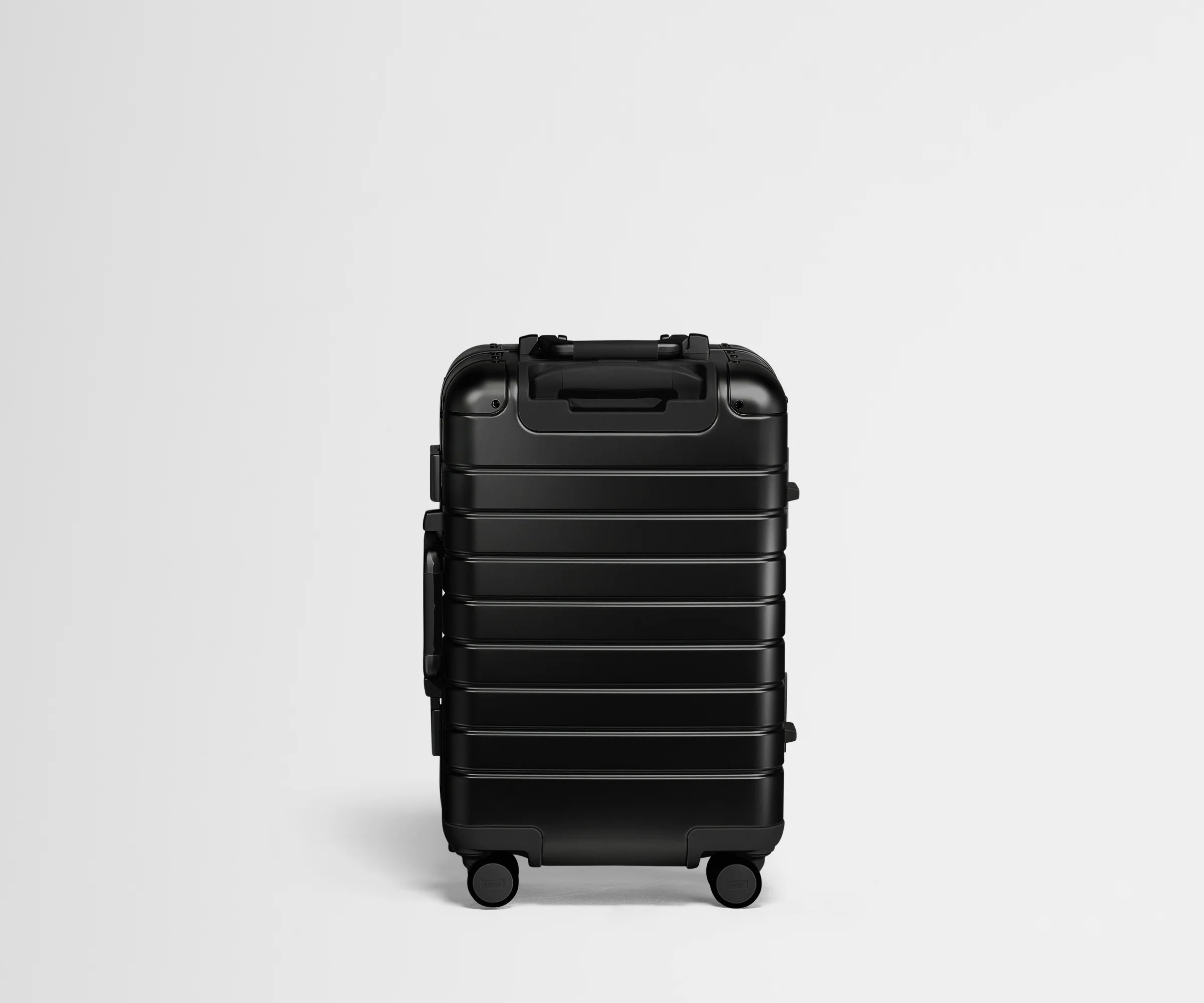 Back view of an Onyx Black Aluminum Carry-On