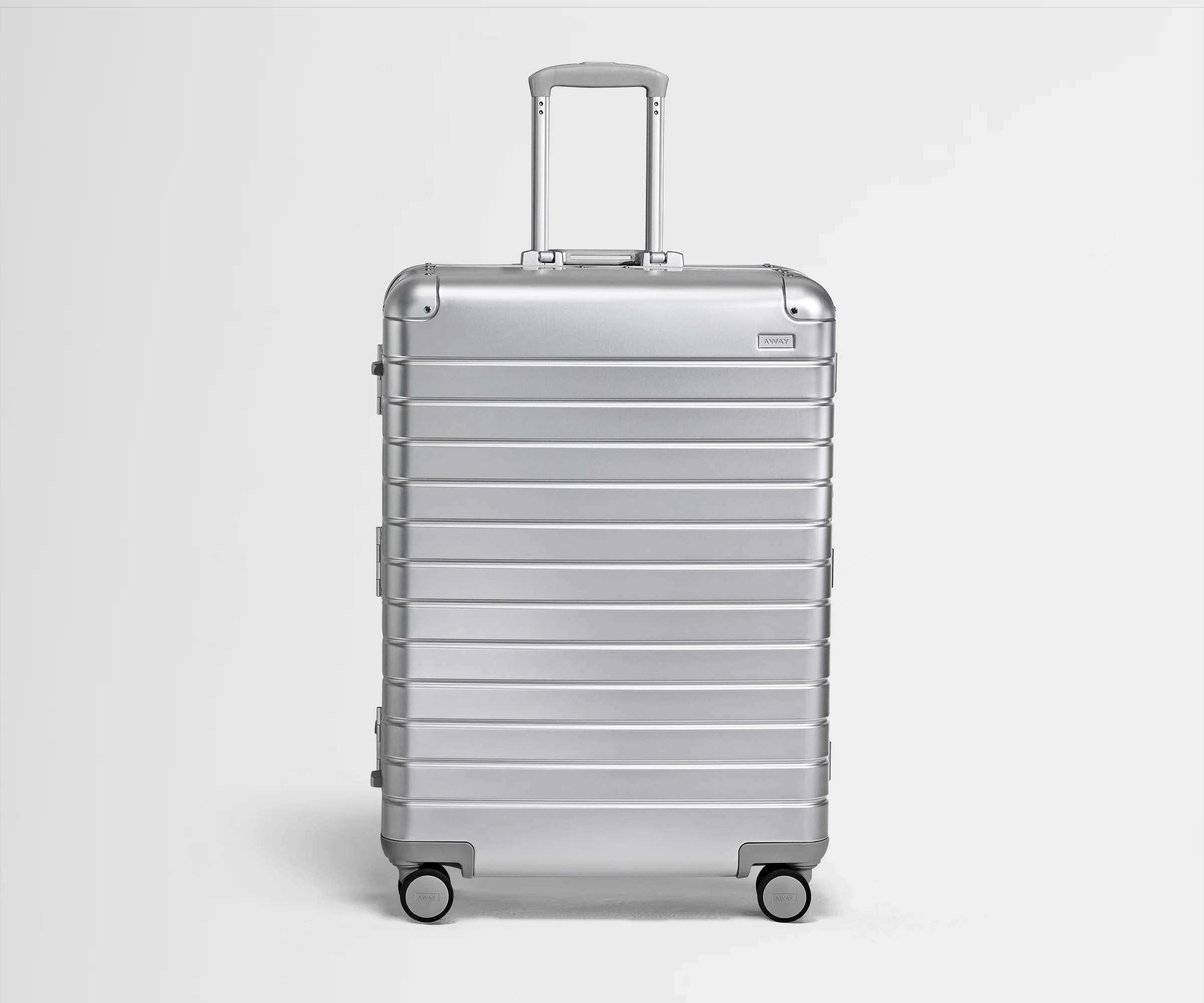 Front view of The Large: Aluminum in Silver with its handles raised