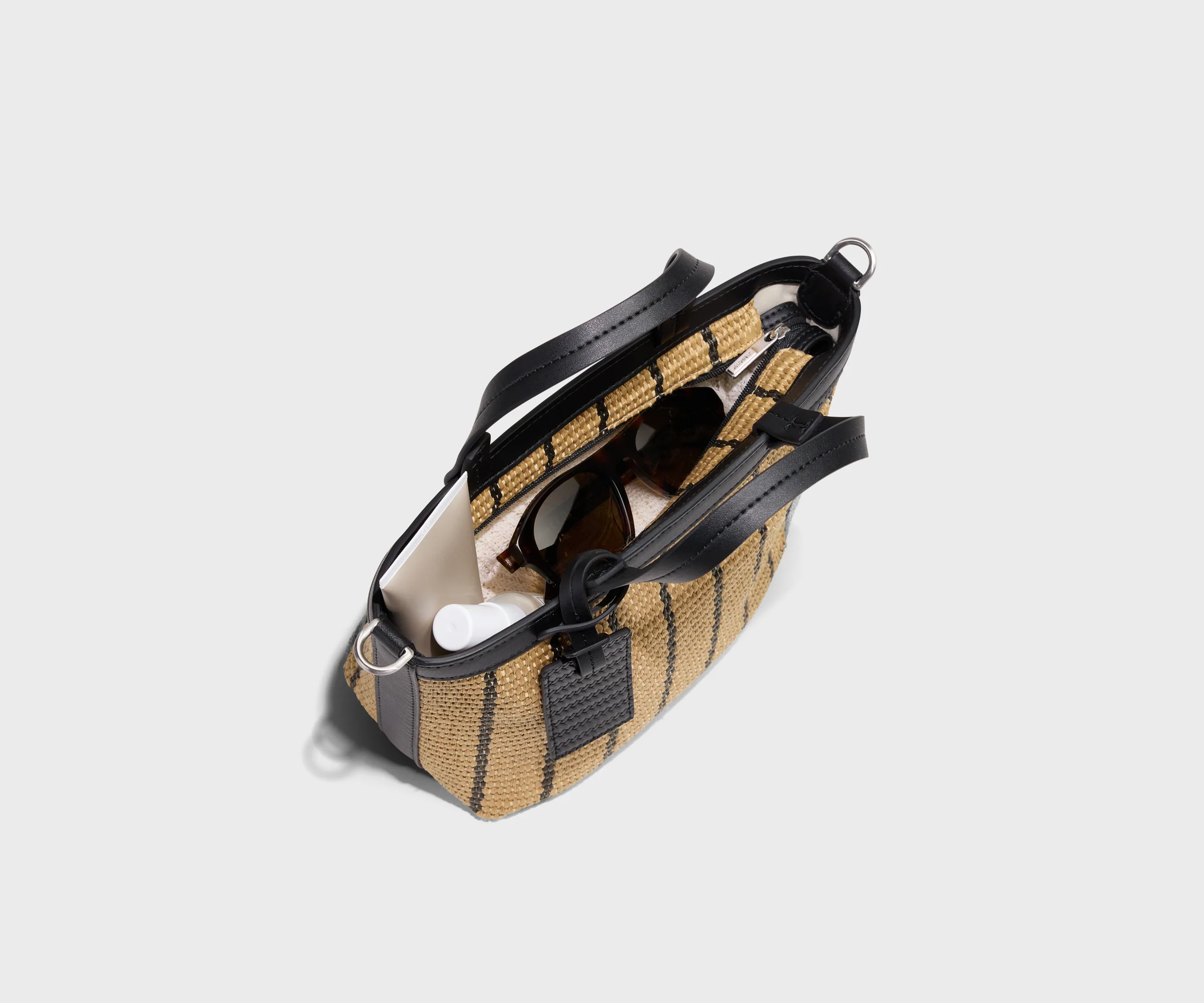 Mini Riviera Straw Tote in Black Seagrass