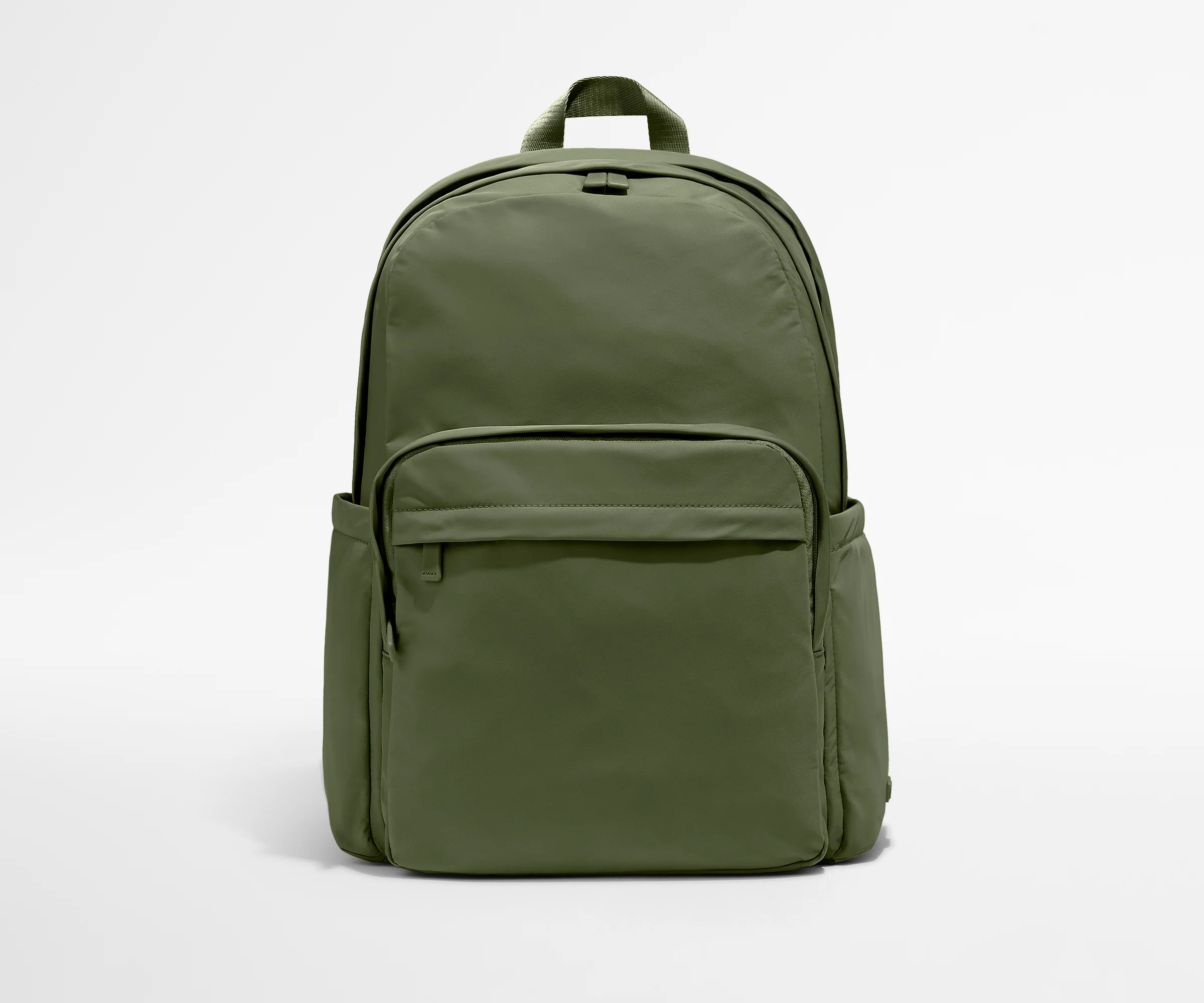 Green backpack on a light gray background