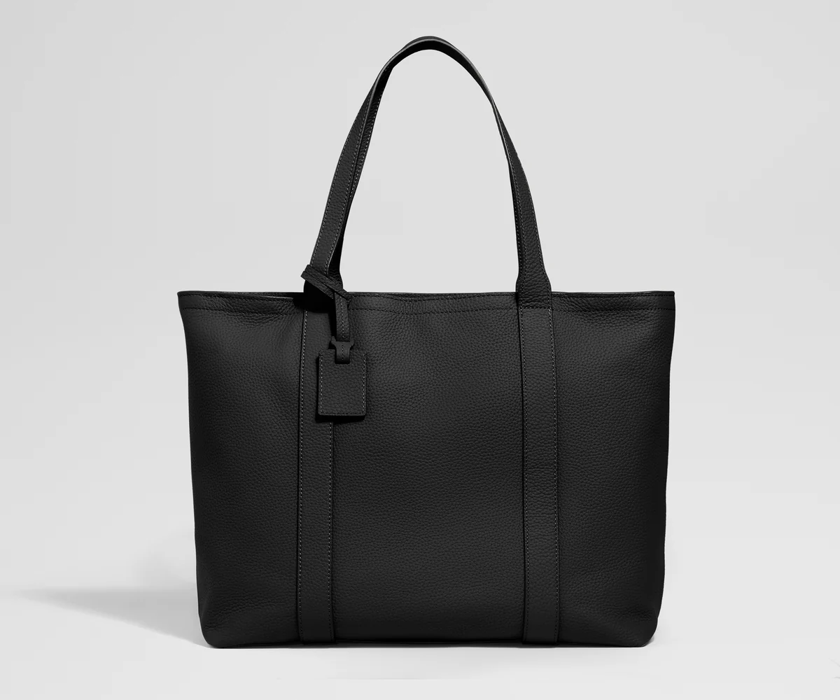 Leather Tote in Jet Black