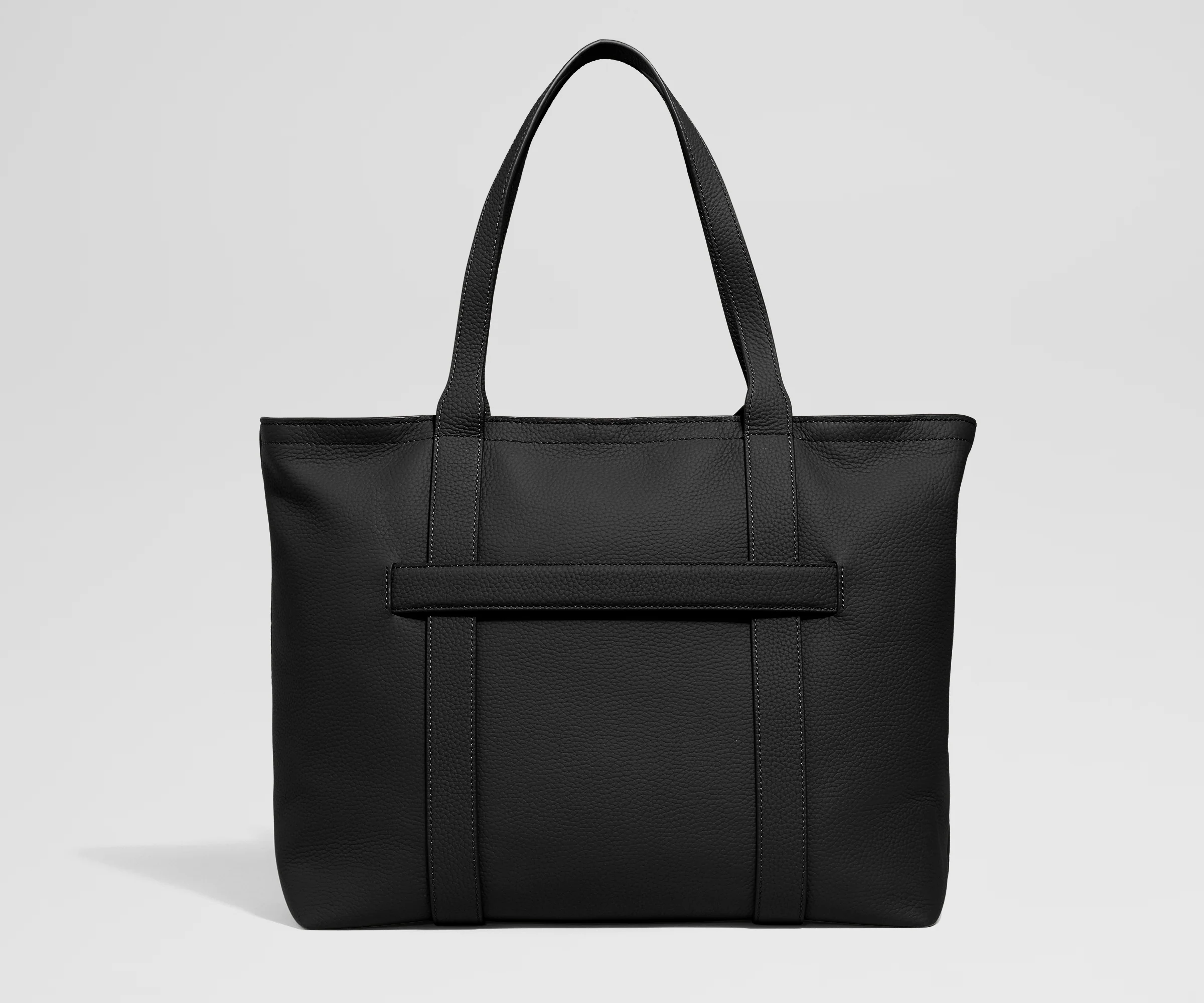 Leather Tote in Jet Black