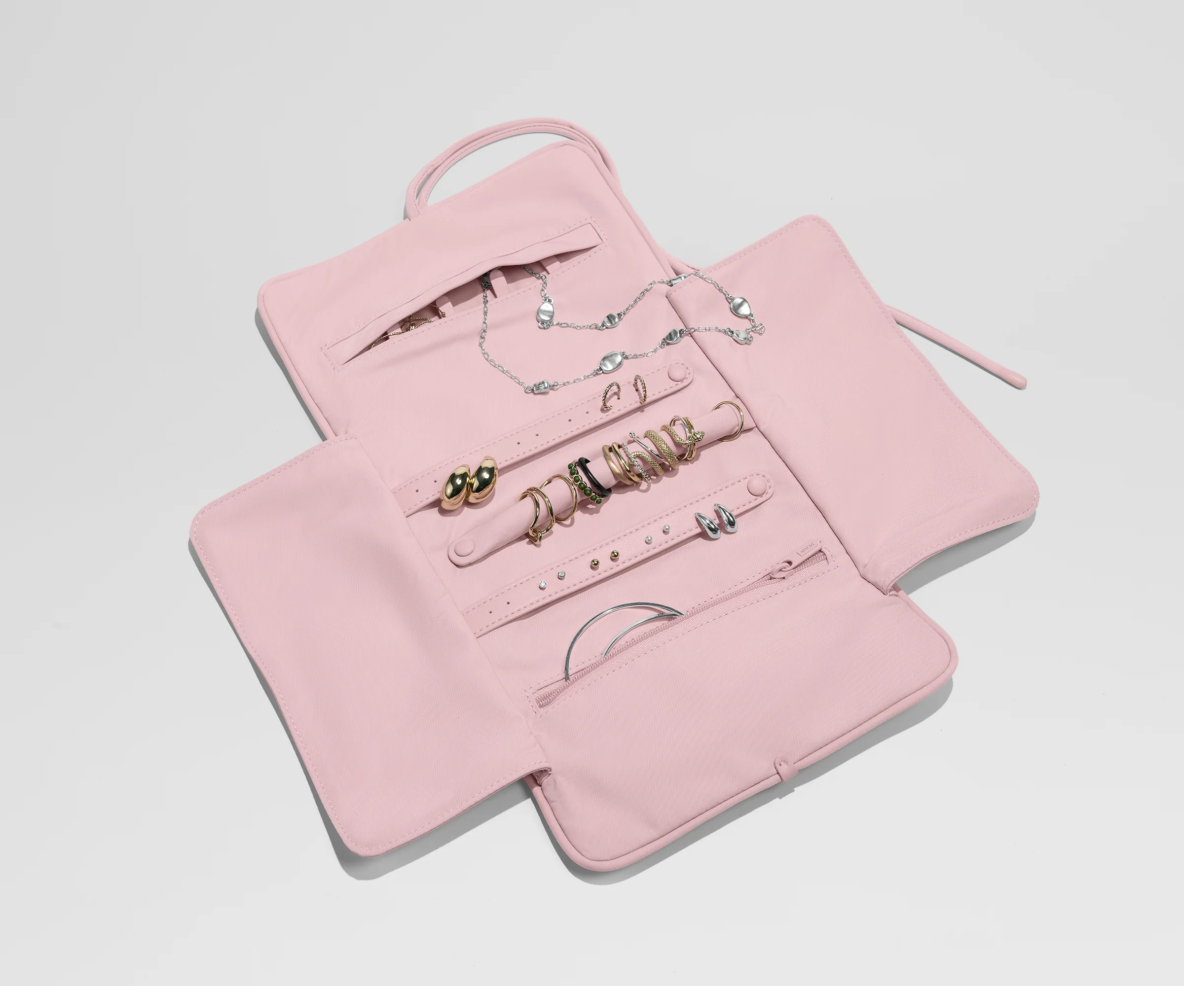 Featherlight Jewelry Roll in Blush Pink