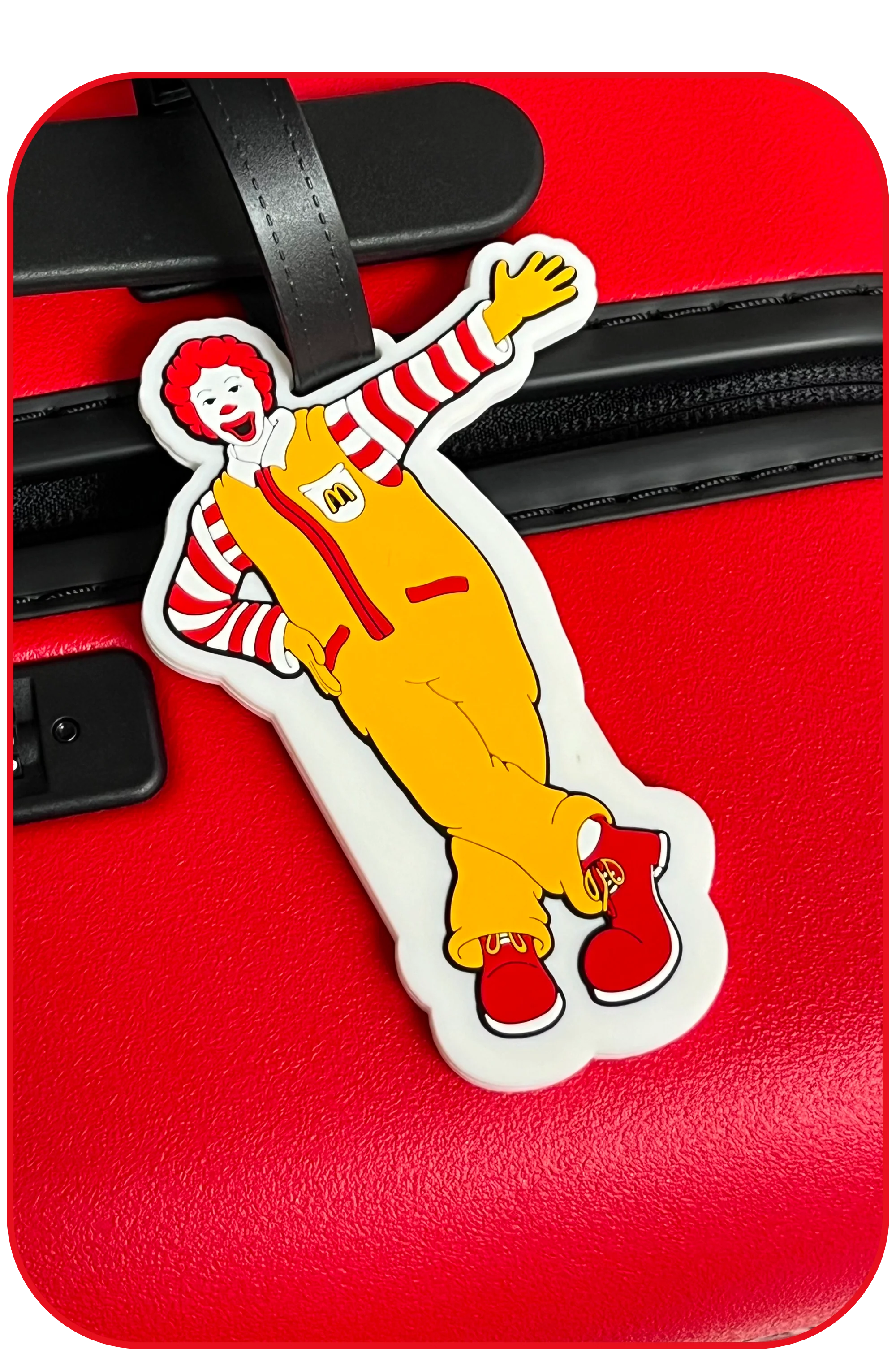 A Ronald McDonald luggage charm: Checked three bags. Didn’t check the weather.